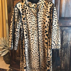 NWT Leopard Printed Goat Fur Coat